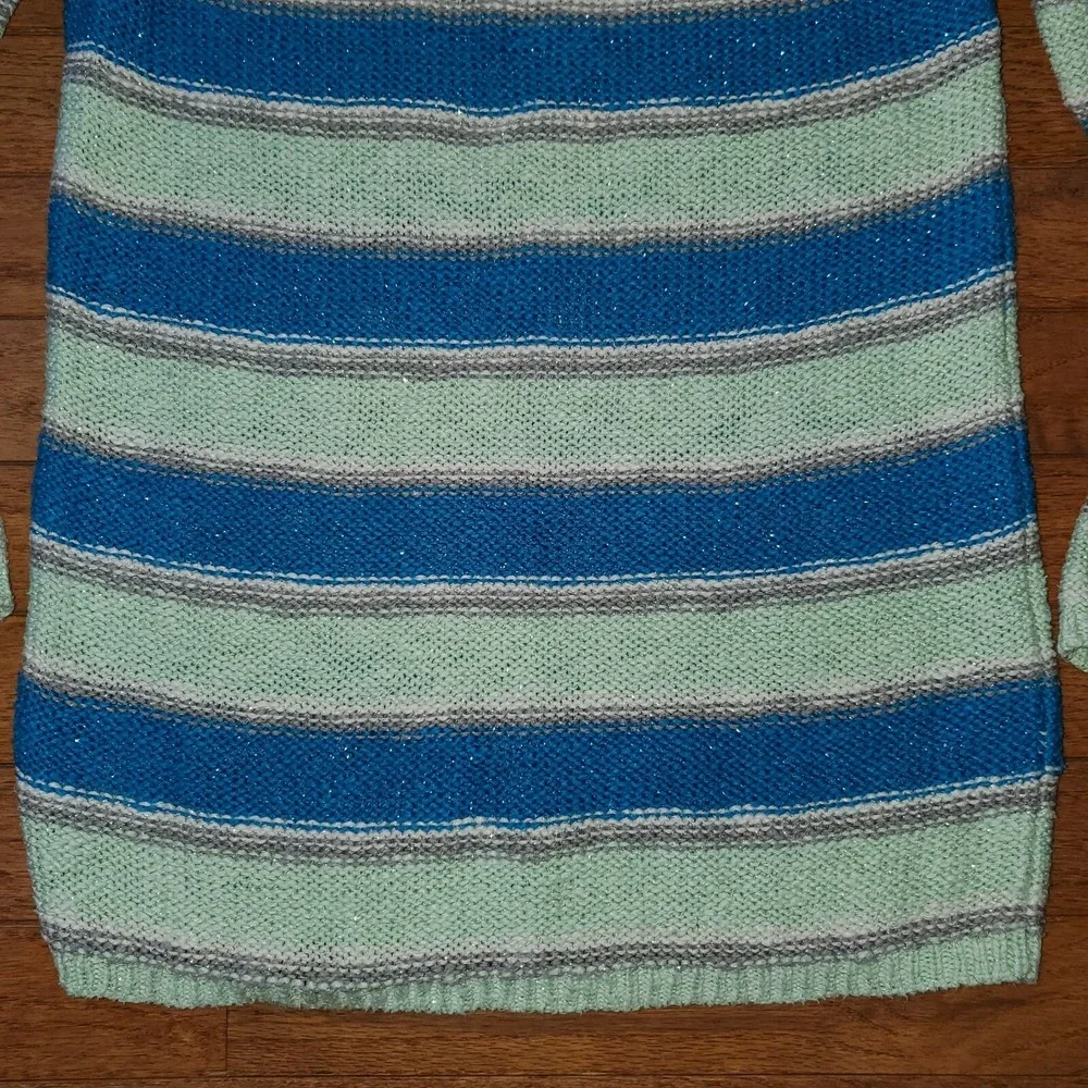 Justice sz 12 Pullover Long Slv Striped Cotton Sweater Round Neck Raglan Sparkle